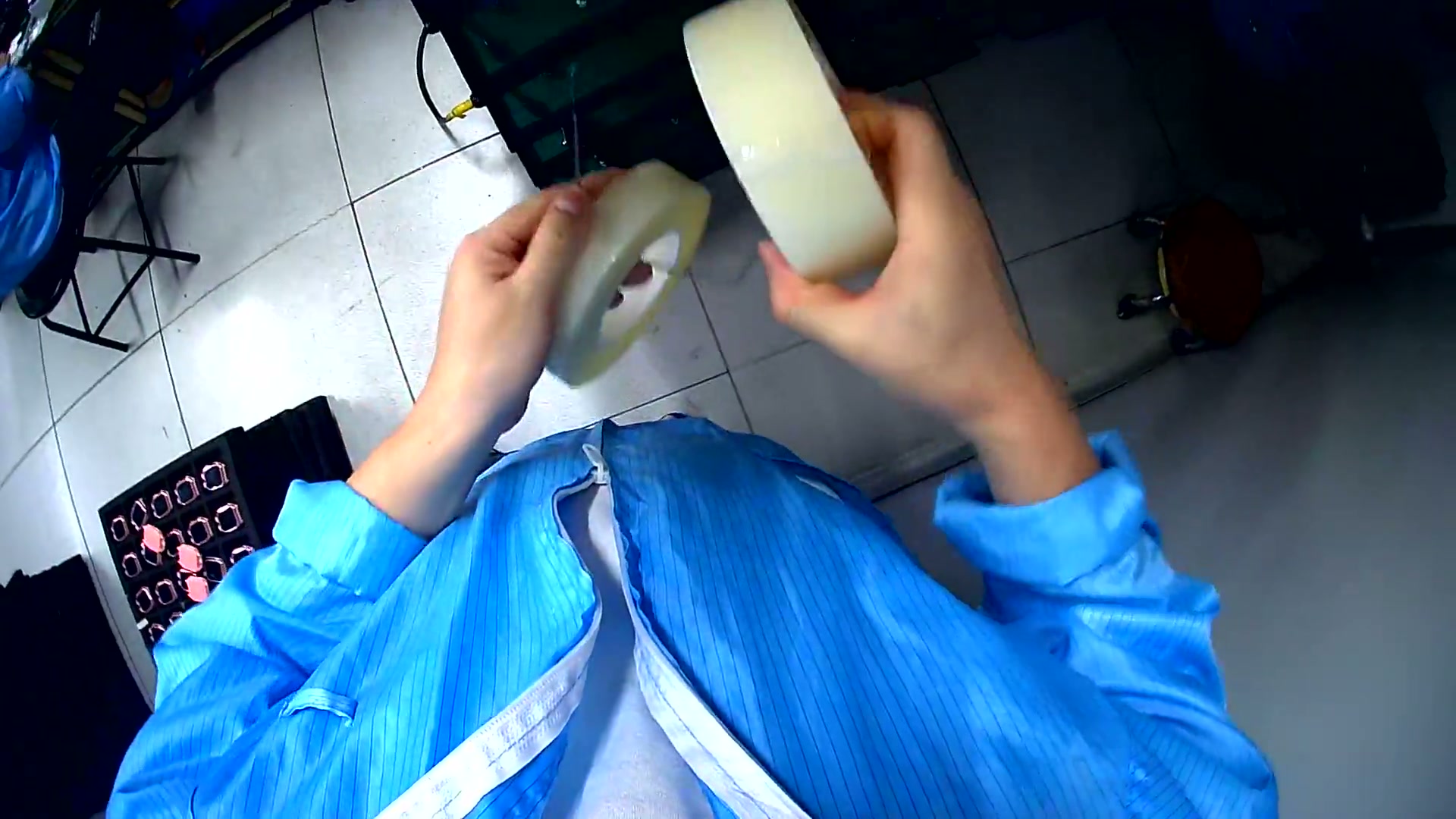 First-person packing footage